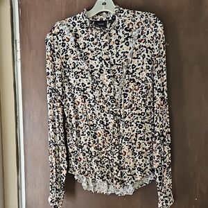Maeve by Anthropologie Leopard Print Blouse - Black, Brown, Cream